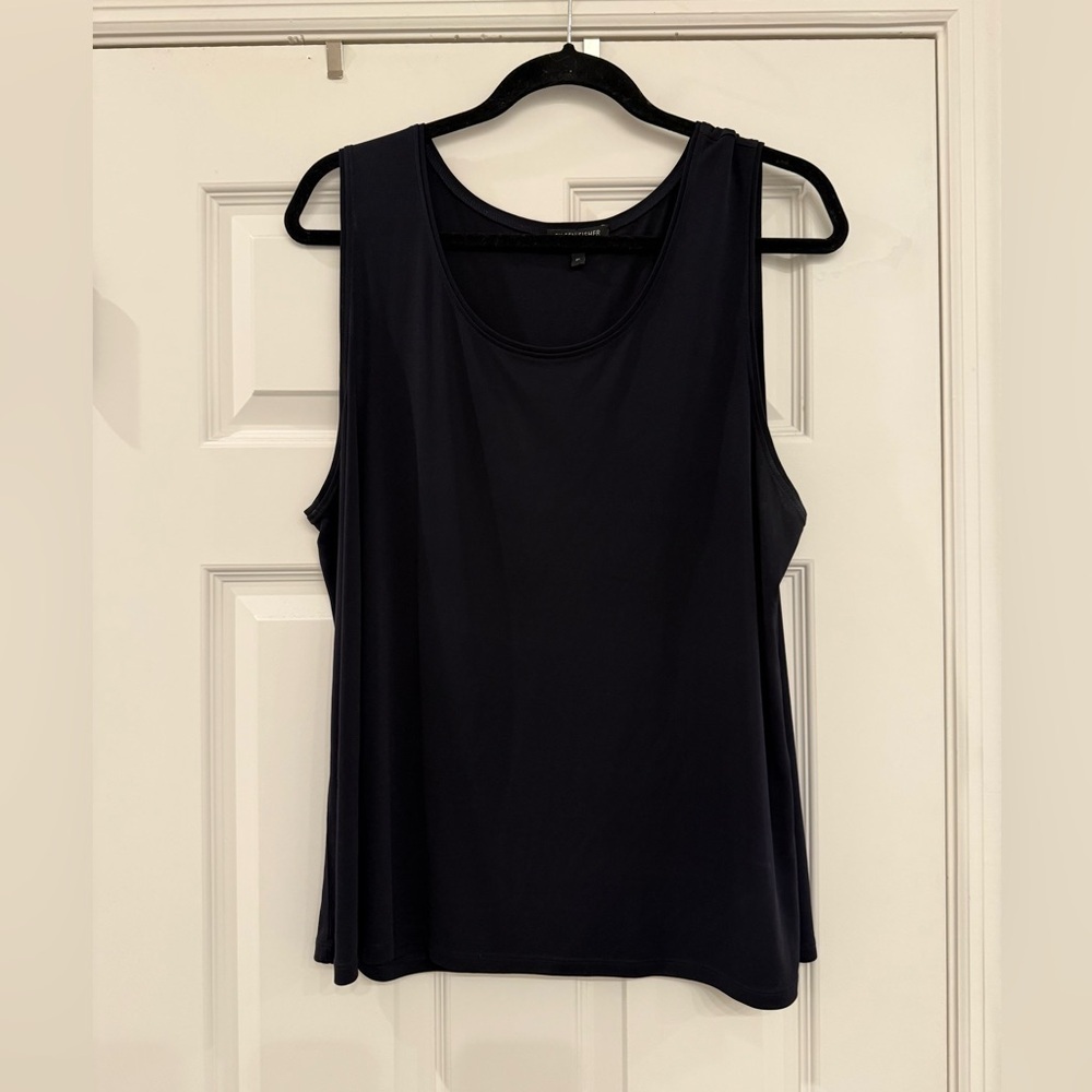 Eileen Fisher Women's Size XL Navy Blue Silk Tank Top Sleeveless Classic Top